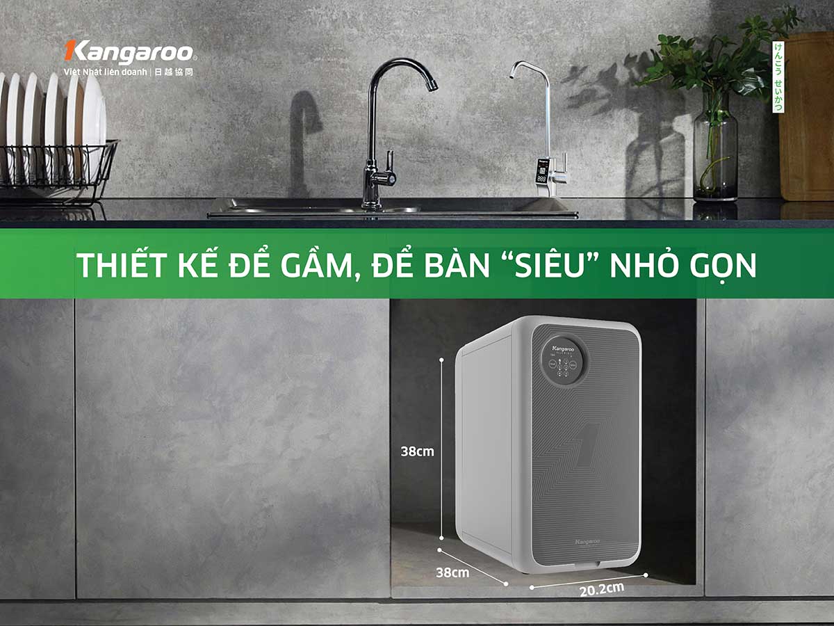 Máy lọc nước Kangaroo Hydrogen KG100US thiết kế để gầm nhỏ gọn